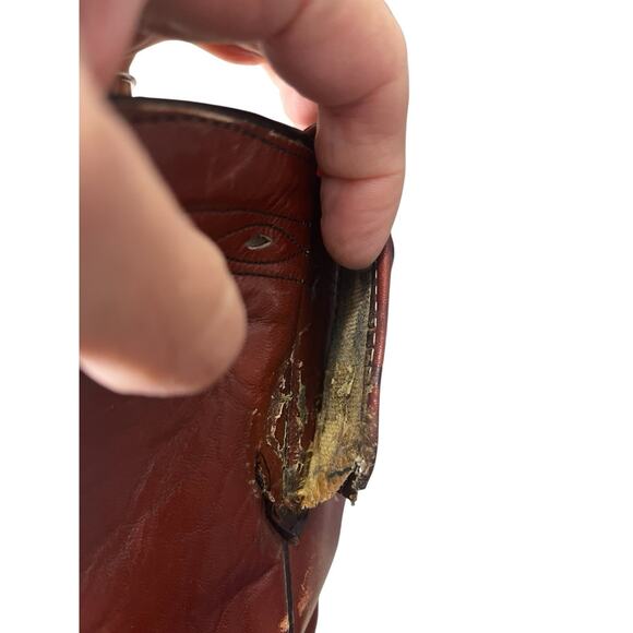 Vtg Frye Leather Red Brown Western Cowgirl Heeled Boots 7.5EE Womens PLEASE READ - Picture 12 of 13